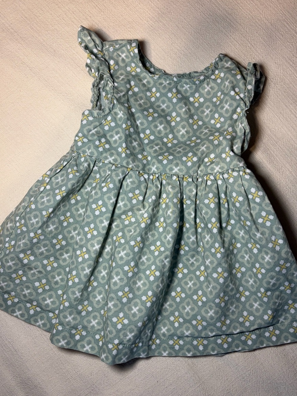 Carter's Mint Green Floral Cotton Dress with Flutter Sleeves